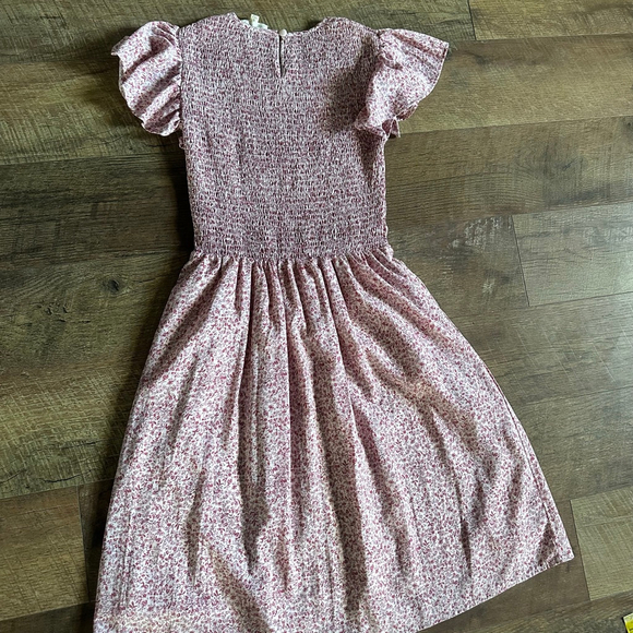 Women's Orange Creek Pink Floral Smocked Midi Dress S - Picture 14 of 15